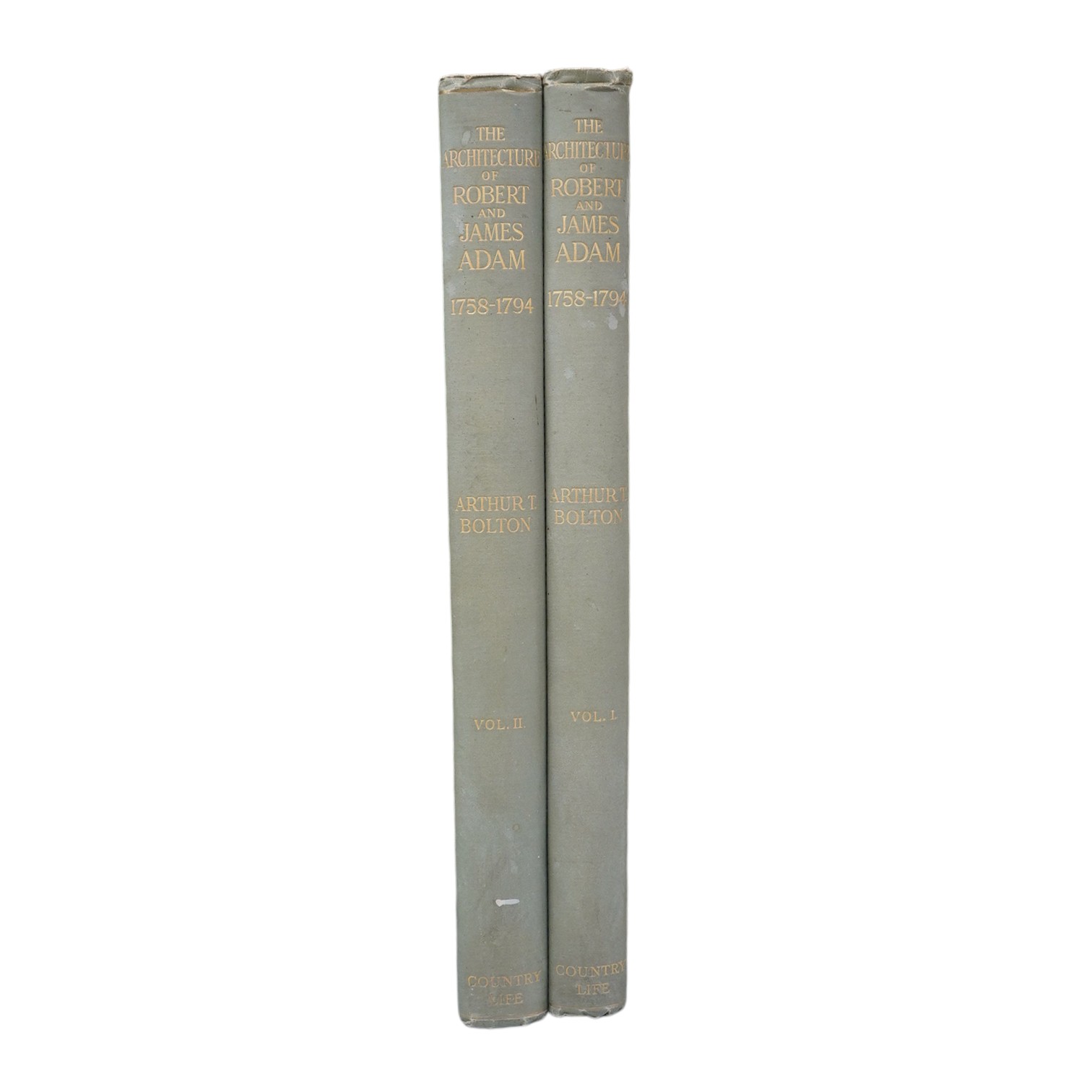 Bolton, Arthur T. - The Architecture of Robert & James Adam (1758-1794). 1st Edition, 2 vols. many illus. and plans throughout (some full page); original gilt cloth with gilt tops, folio. Country Life, 1922